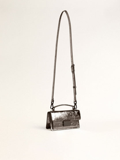 Small Venezia Bag in anthracite-gray metallic leather with black details - Golden Goose Women