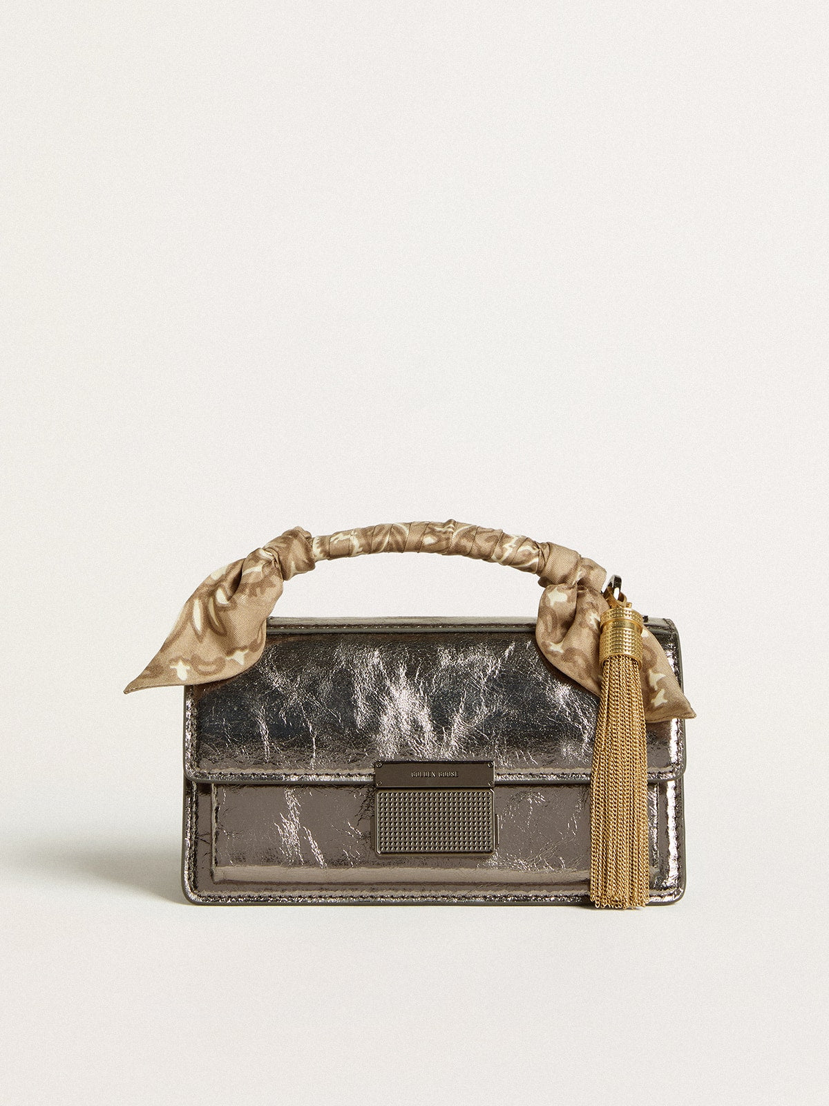 Small Venezia Bag in anthracite-gray metallic leather with black details - Golden Goose Women
