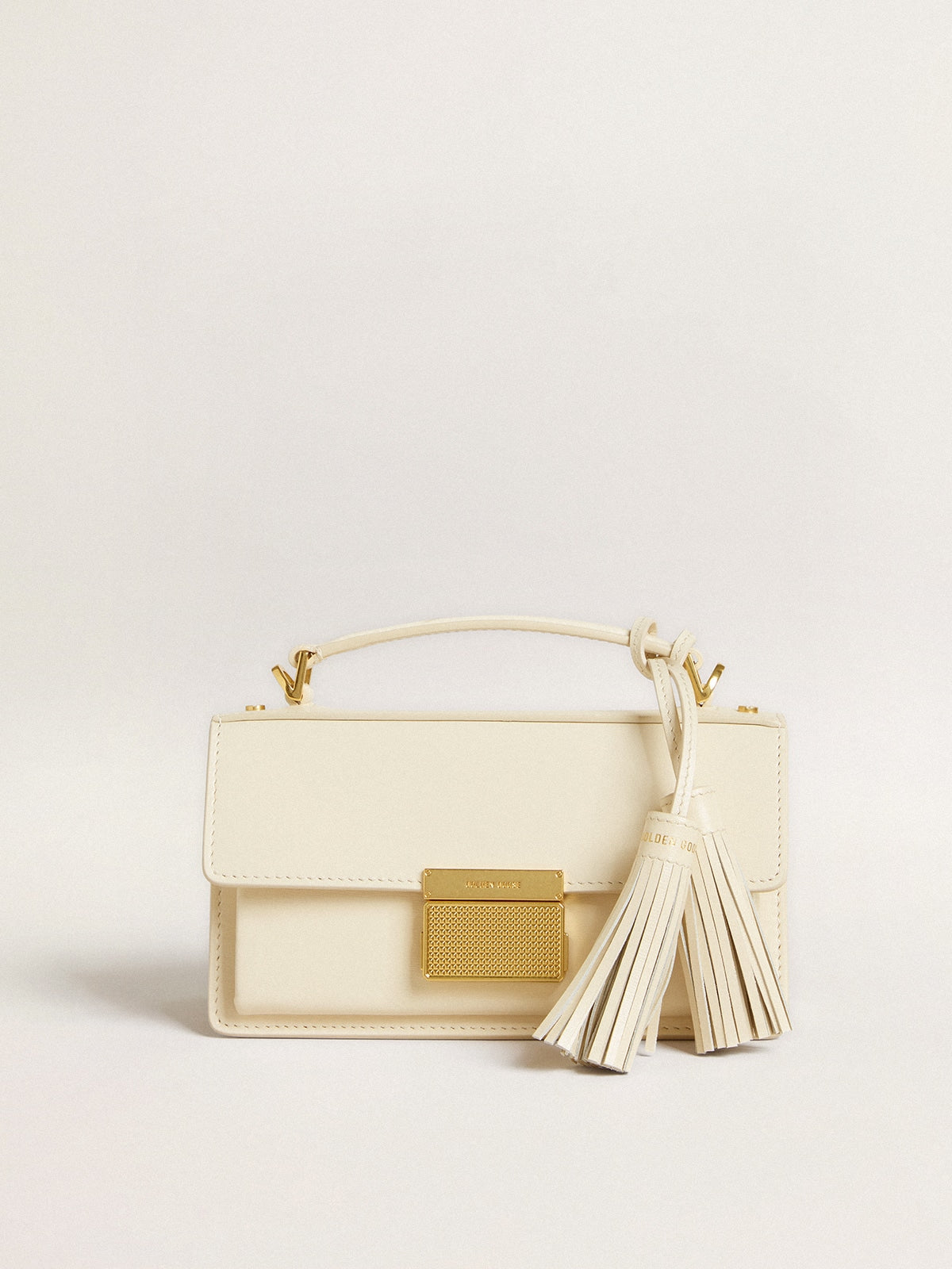 Small Venezia Bag in butter-colored boarded leather with gold details - Golden Goose Women