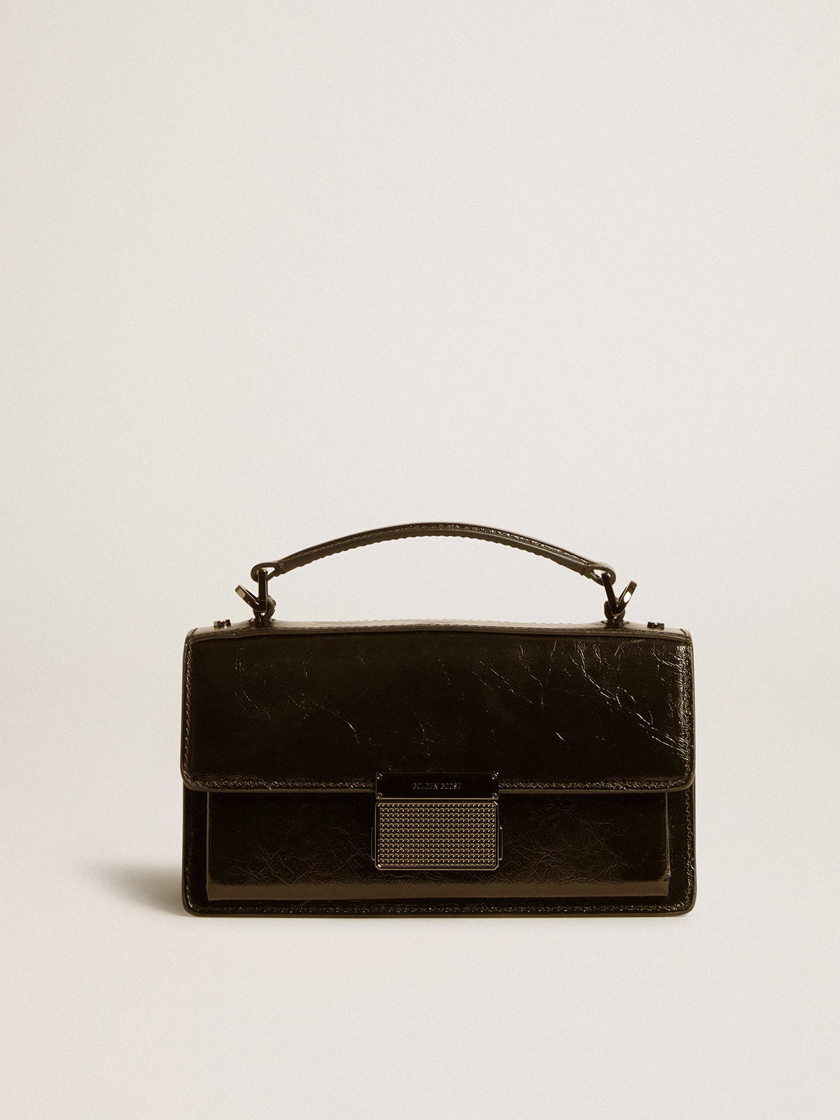 Small Venezia Bag in black metallic leather with black details - Golden Goose Women