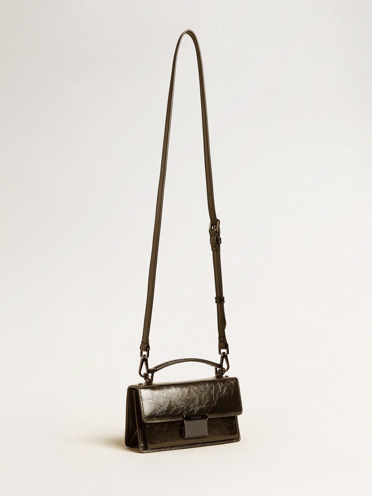 Small Venezia Bag in black metallic leather with black details - Golden Goose Women