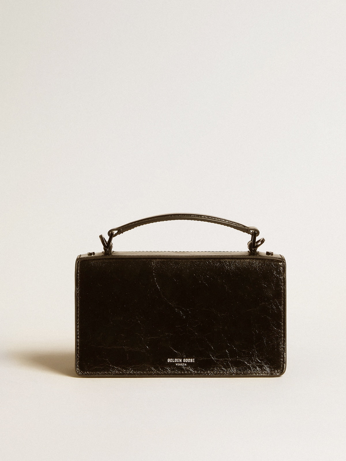 Small Venezia Bag in black metallic leather with black details - Golden Goose Women