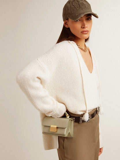 Small Venezia Bag in mineral-gray boarded leather with gold details - Golden Goose Women
