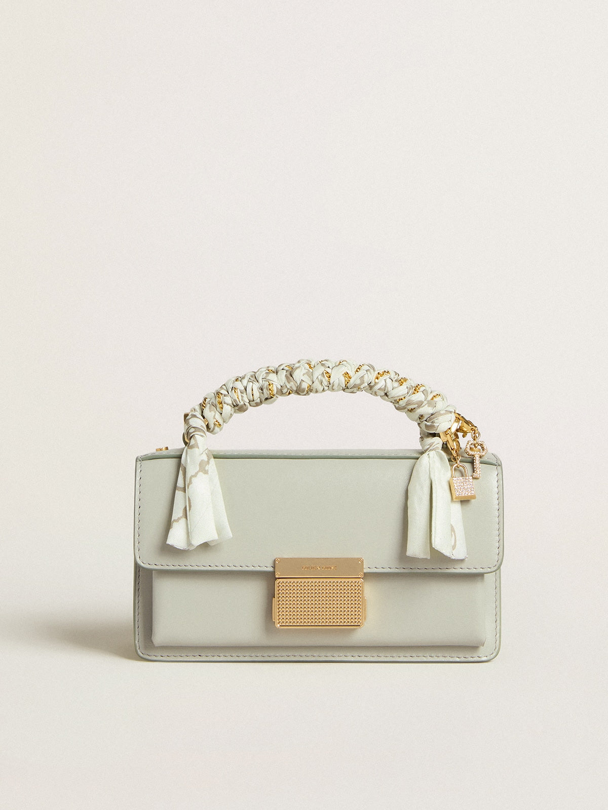 Small Venezia Bag in mineral-gray boarded leather with gold details - Golden Goose Women