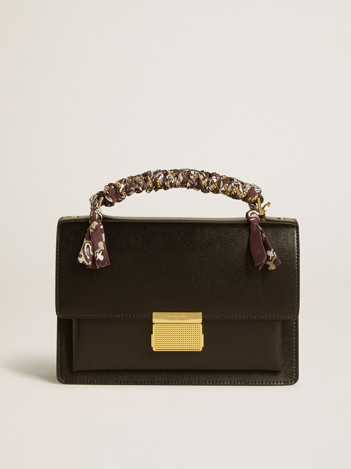 Venezia Bag in black boarded leather with multicolored scarf - Golden Goose Women