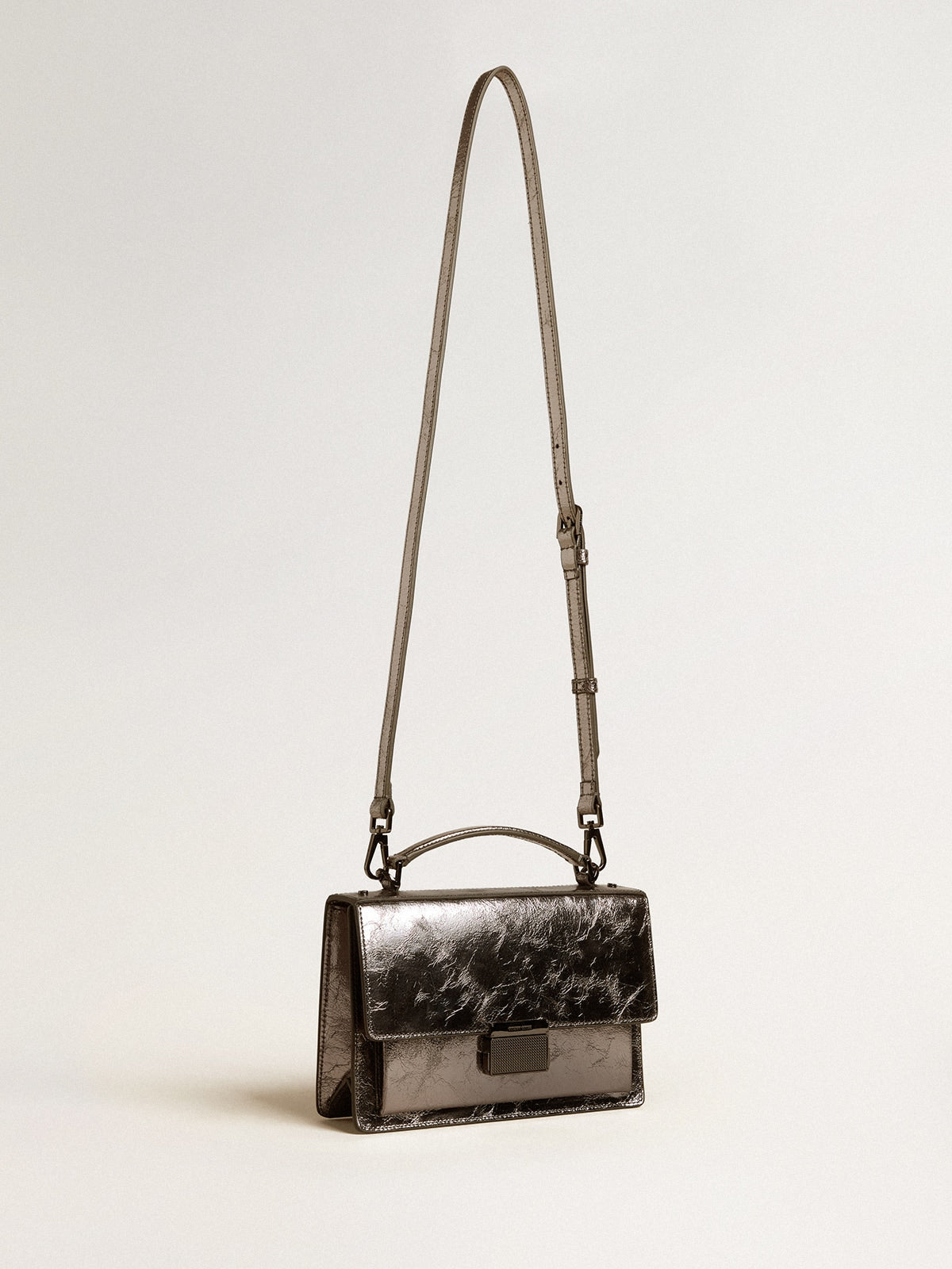Venezia Bag in anthracite-gray metallic leather with black details - Golden Goose Women