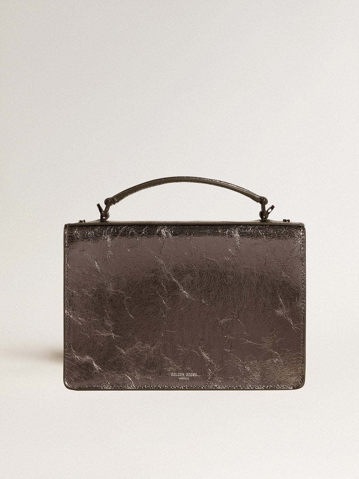 Venezia Bag in anthracite-gray metallic leather with black details - Golden Goose Women