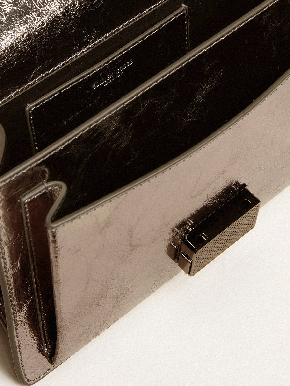 Venezia Bag in anthracite-gray metallic leather with black details - Golden Goose Women