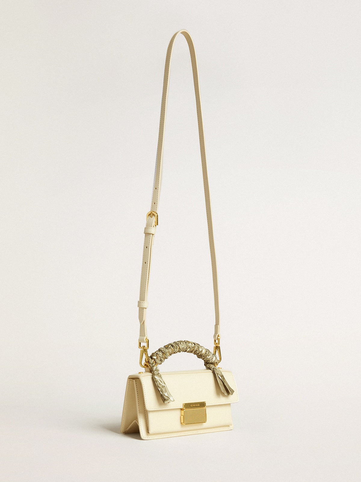 Small Venezia Bag in butter-colored boarded leather with braided scarf - Golden Goose Women