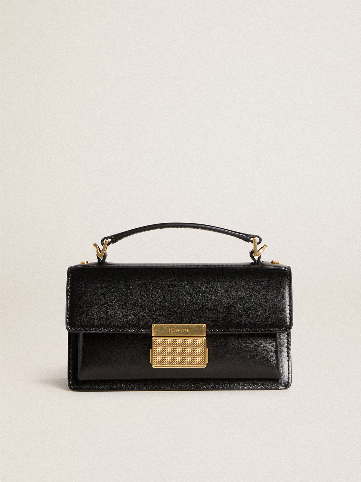 Small Venezia Bag in black boarded leather with gold details - Golden Goose Women