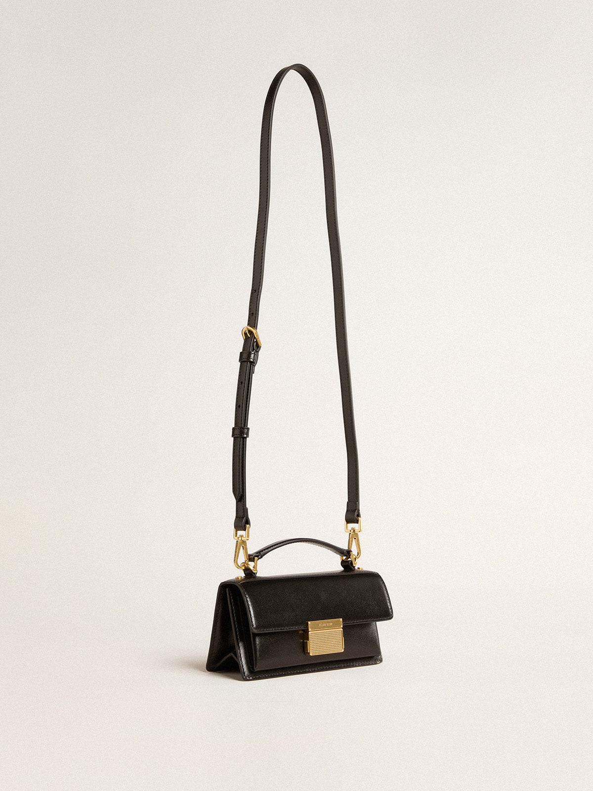 Small Venezia Bag in black boarded leather with gold details - Golden Goose Women
