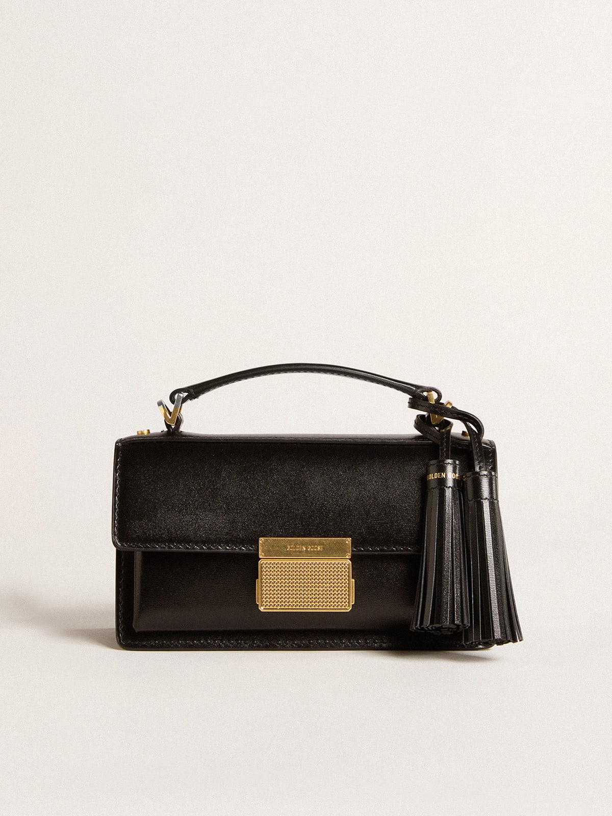 Small Venezia Bag in black boarded leather with gold details - Golden Goose Women