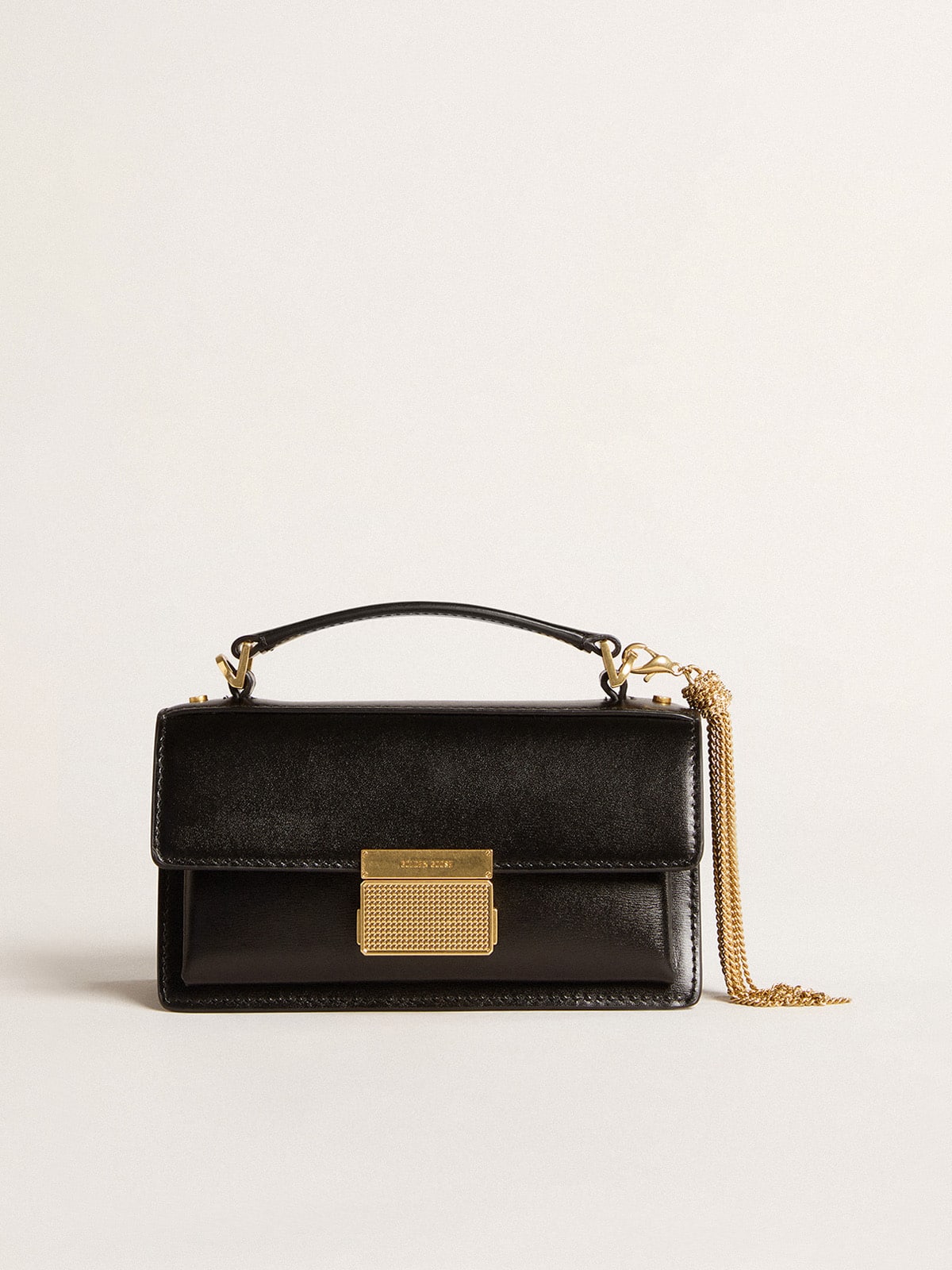 Small Venezia Bag in black boarded leather with gold details - Golden Goose Women