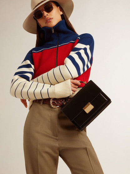 Venezia Bag in black boarded leather with gold details - Golden Goose Women