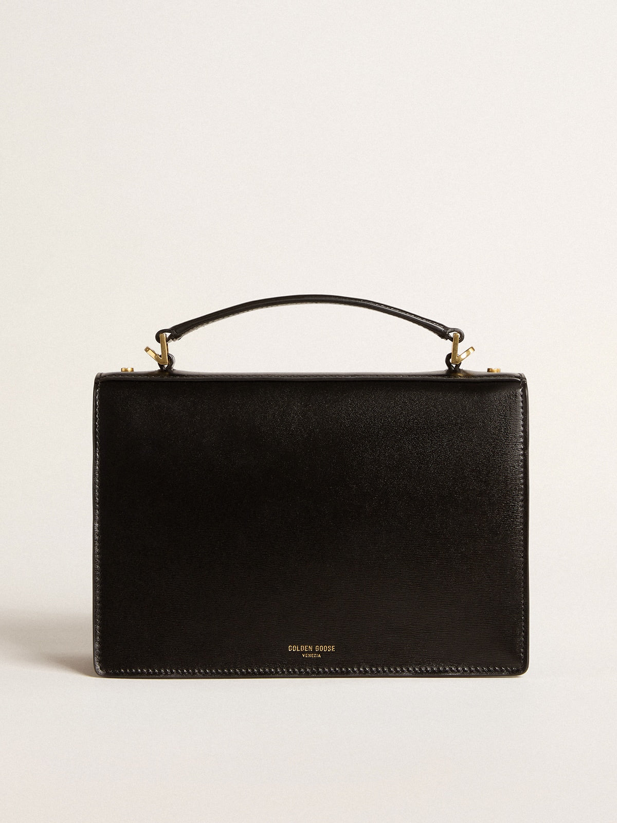 Venezia Bag in black boarded leather with gold details - Golden Goose Women