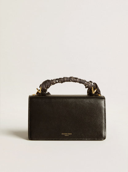 Small Venezia Bag in black boarded leather with silk scarf and charm - Golden Goose Women