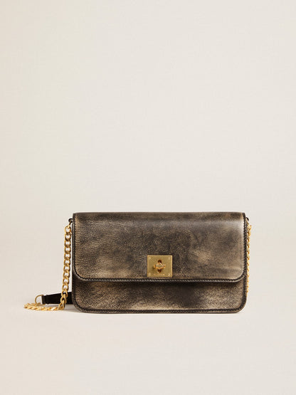 Gioia Bag in black vintage leather with gold details - Golden Goose Women