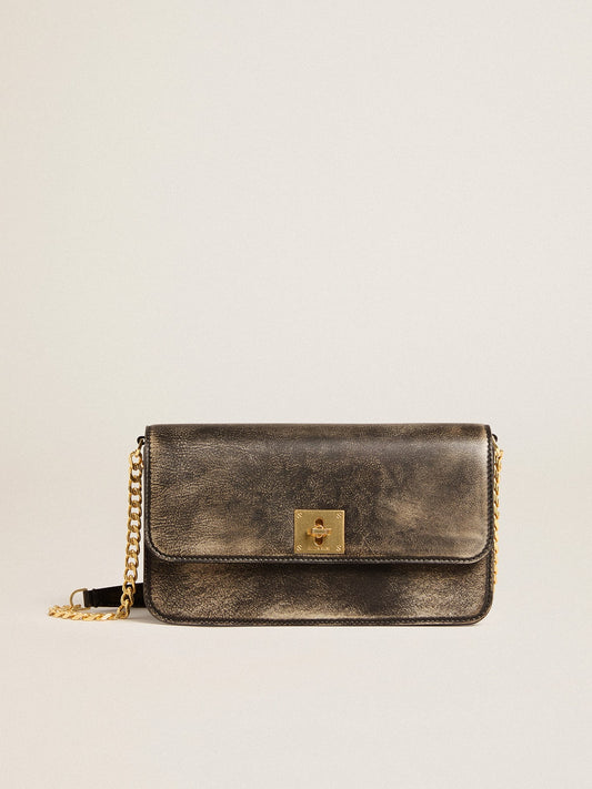 Gioia Bag in black vintage leather with gold details - Golden Goose Women