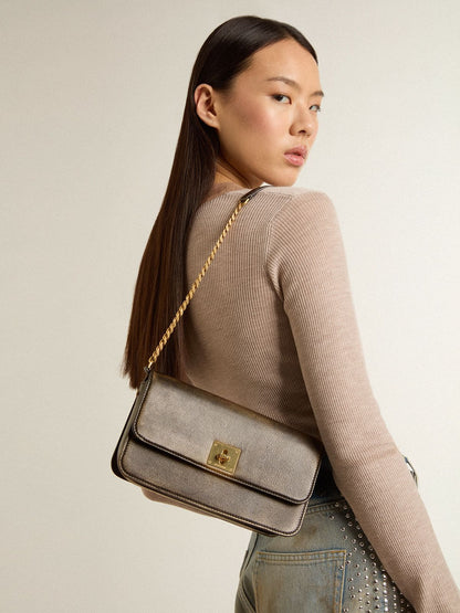 Gioia Bag in black vintage leather with gold details - Golden Goose Women