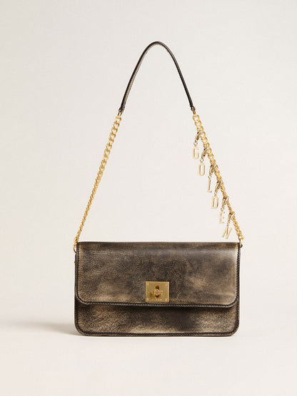 Gioia Bag in black vintage leather with gold details - Golden Goose Women