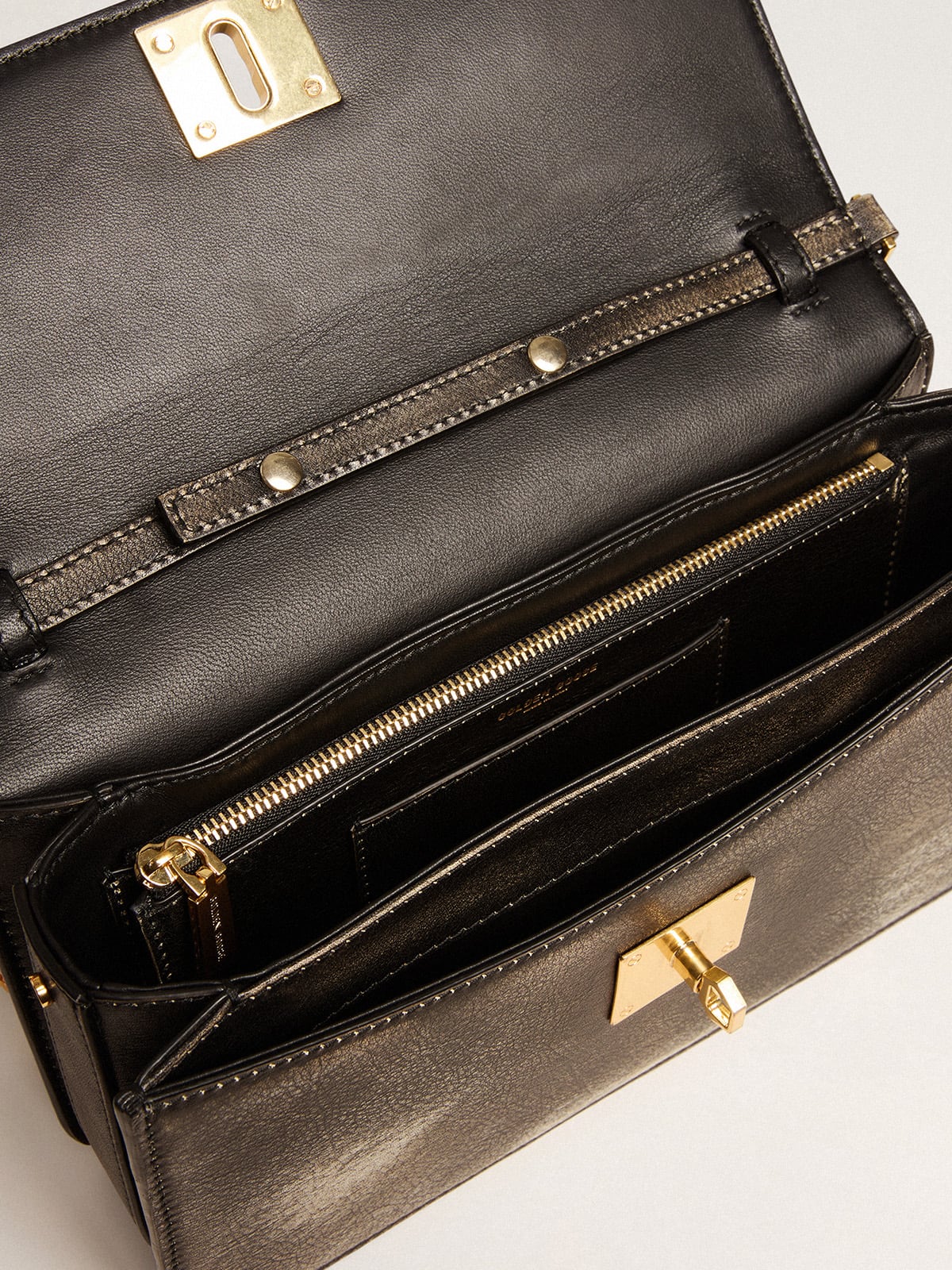 Gioia Bag in black vintage leather with gold details - Golden Goose Women
