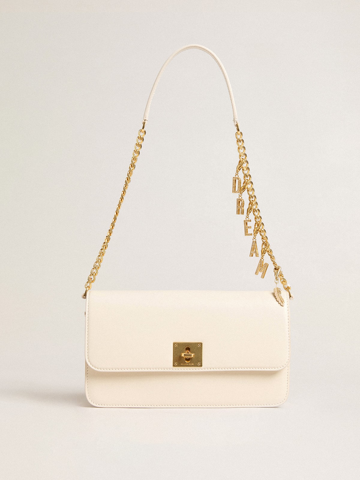 Gioia Bag in butter-colored boarded leather with gold details - Golden Goose Women