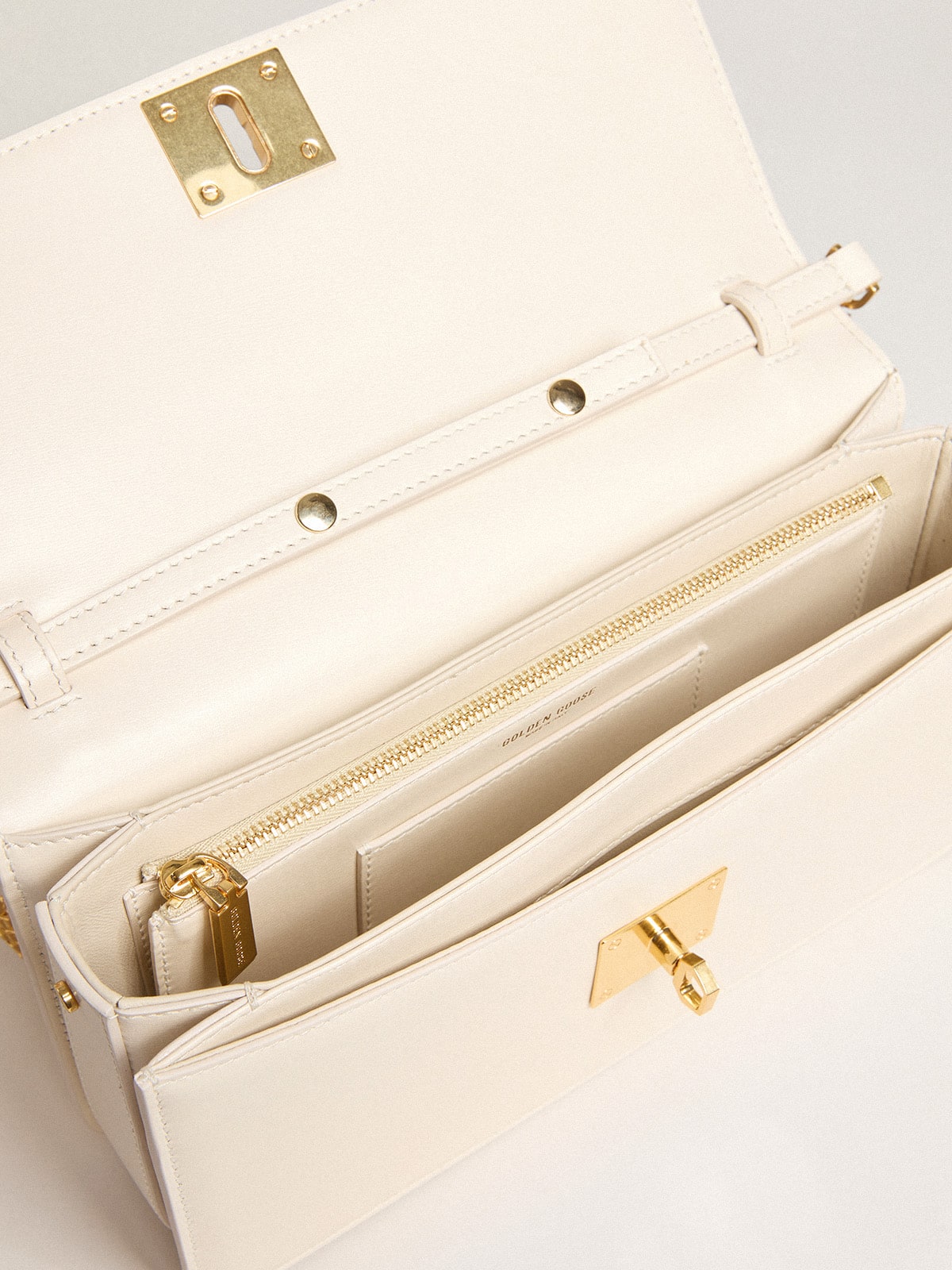 Gioia Bag in butter-colored boarded leather with gold details - Golden Goose Women