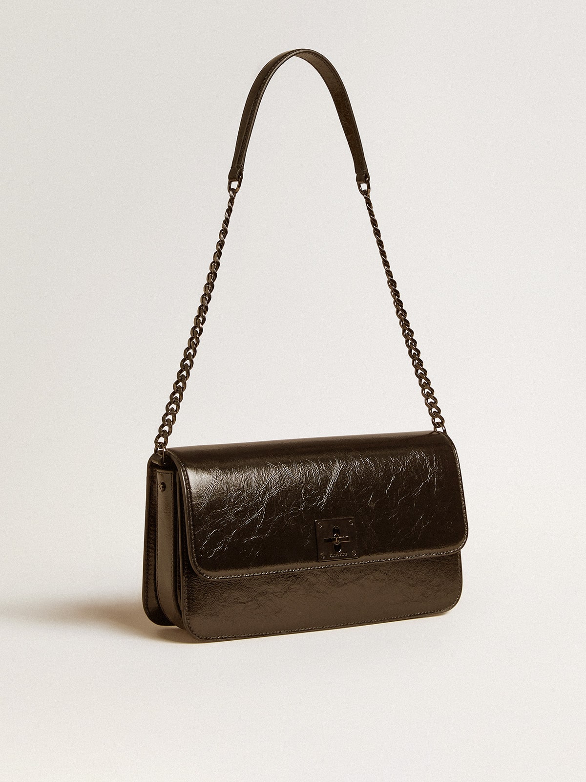Gioia Bag in black glossy leather with metal details - Golden Goose Women