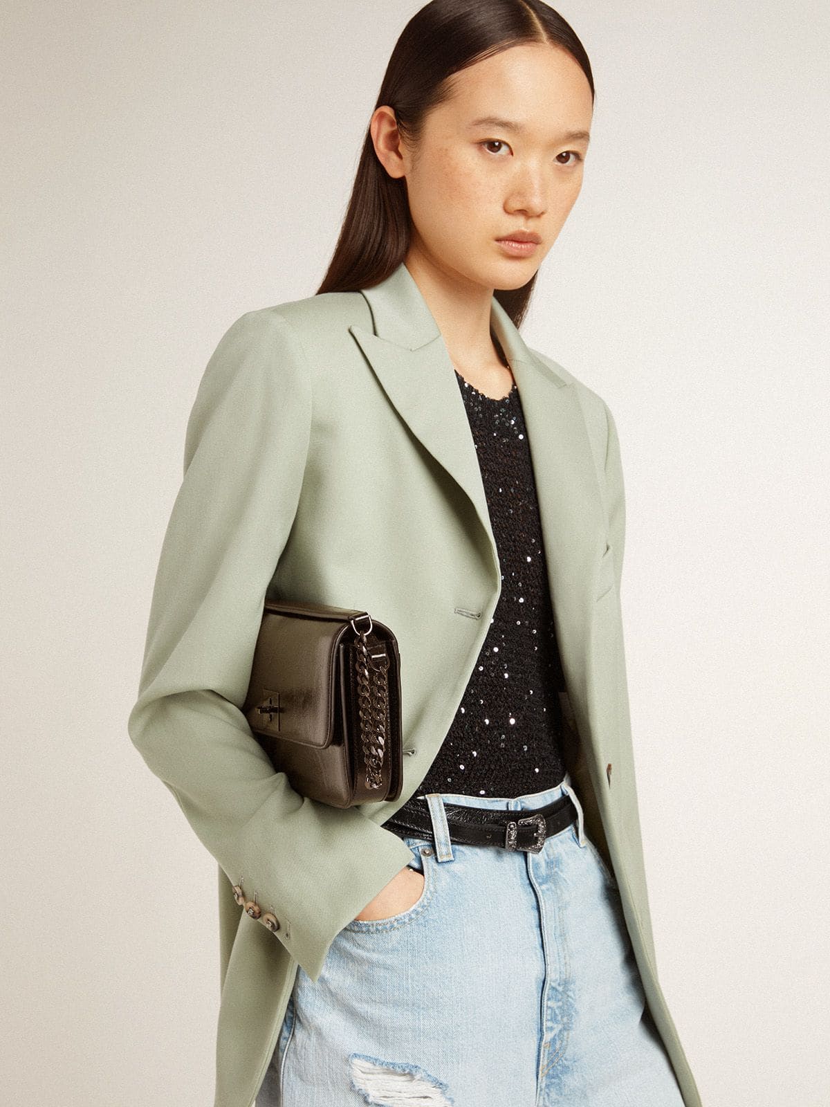 Gioia Bag in black glossy leather with metal details - Golden Goose Women