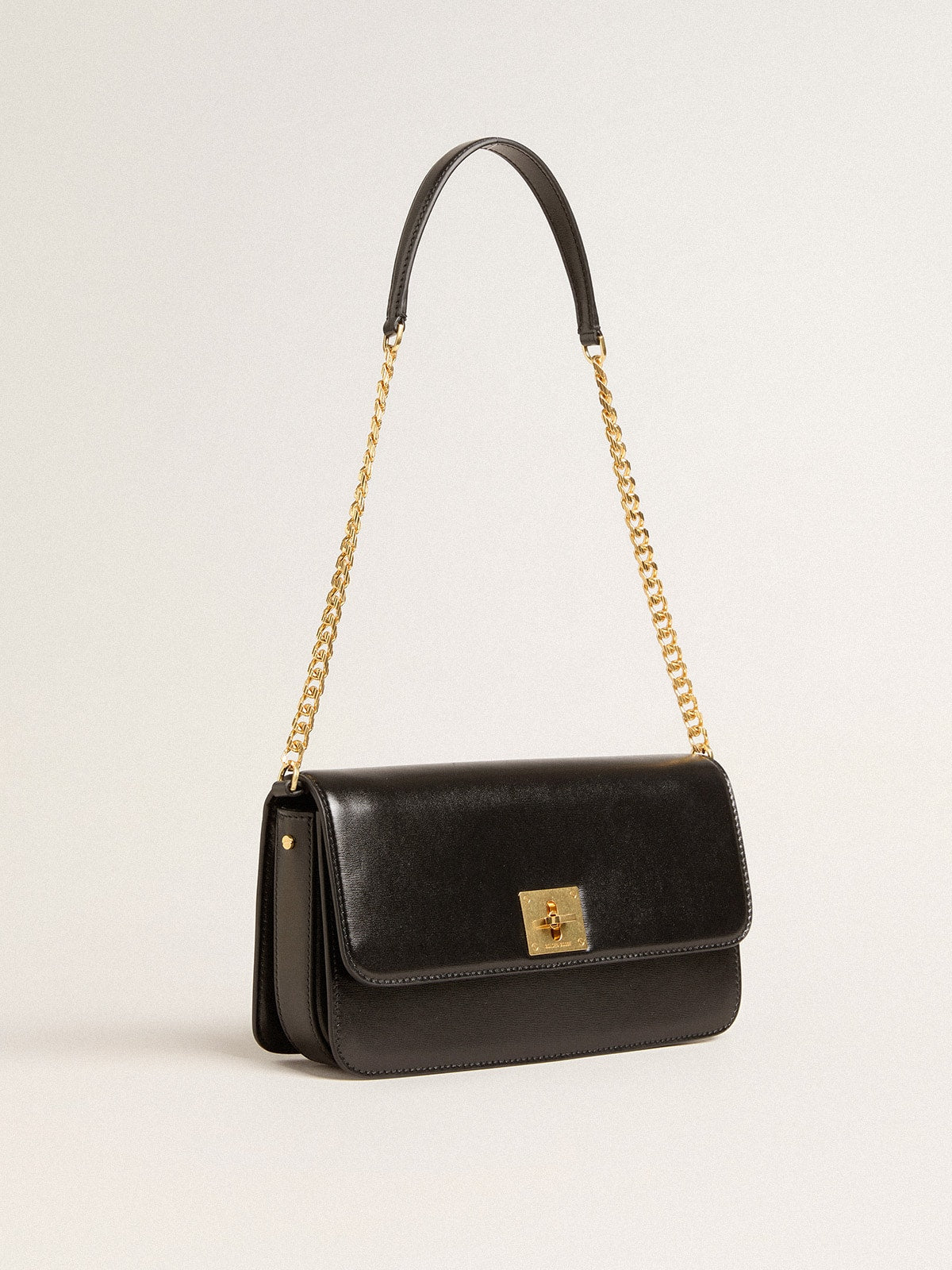 Gioia Bag in black boarded leather with gold details - Golden Goose Women