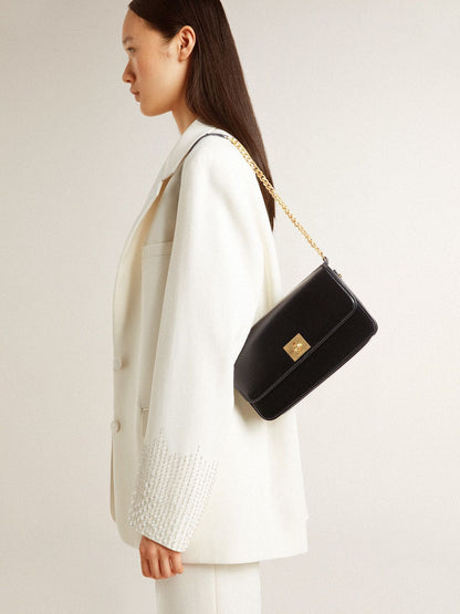 Gioia Bag in black boarded leather with gold details - Golden Goose Women