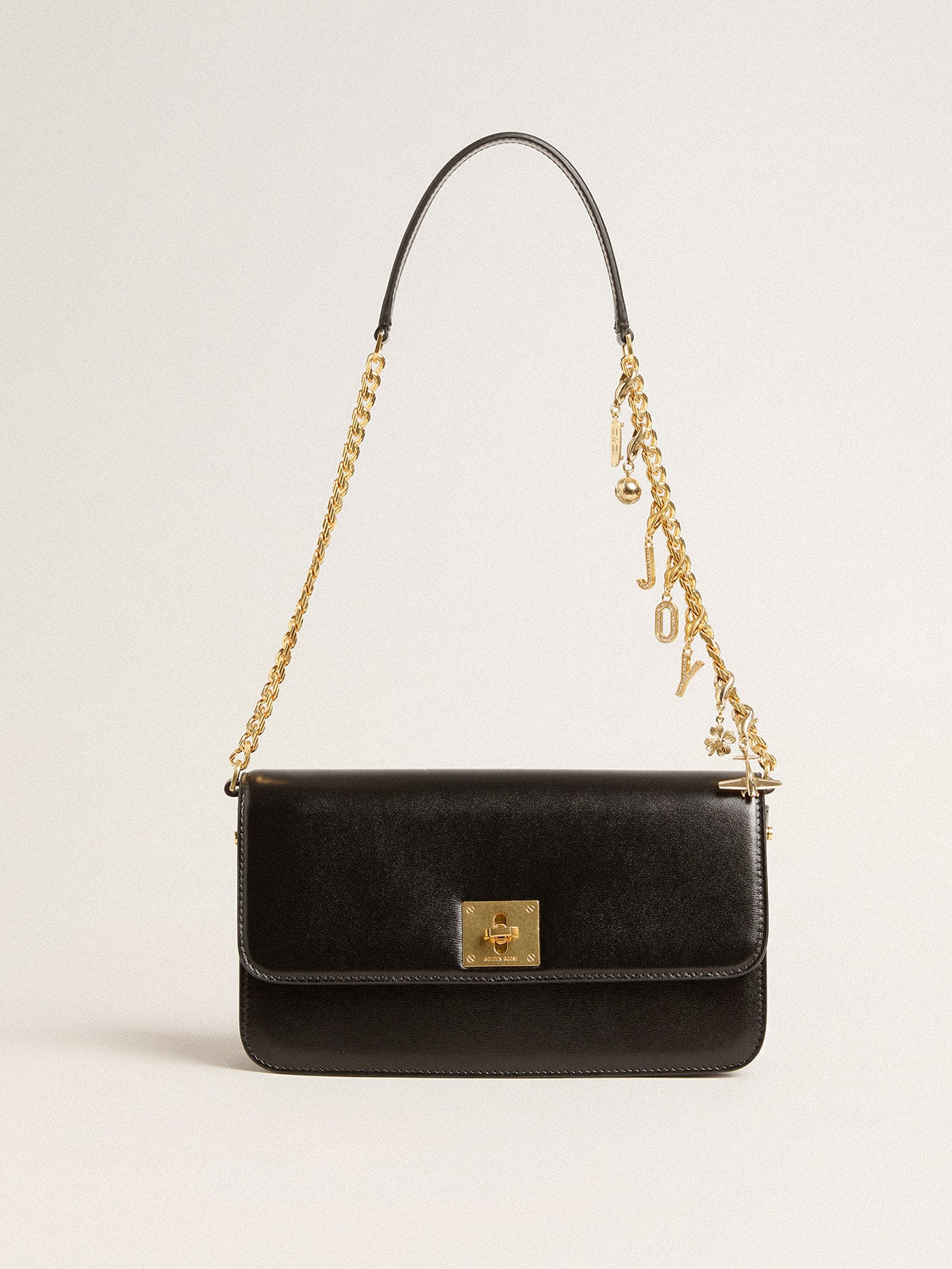 Gioia Bag in black boarded leather with gold details - Golden Goose Women