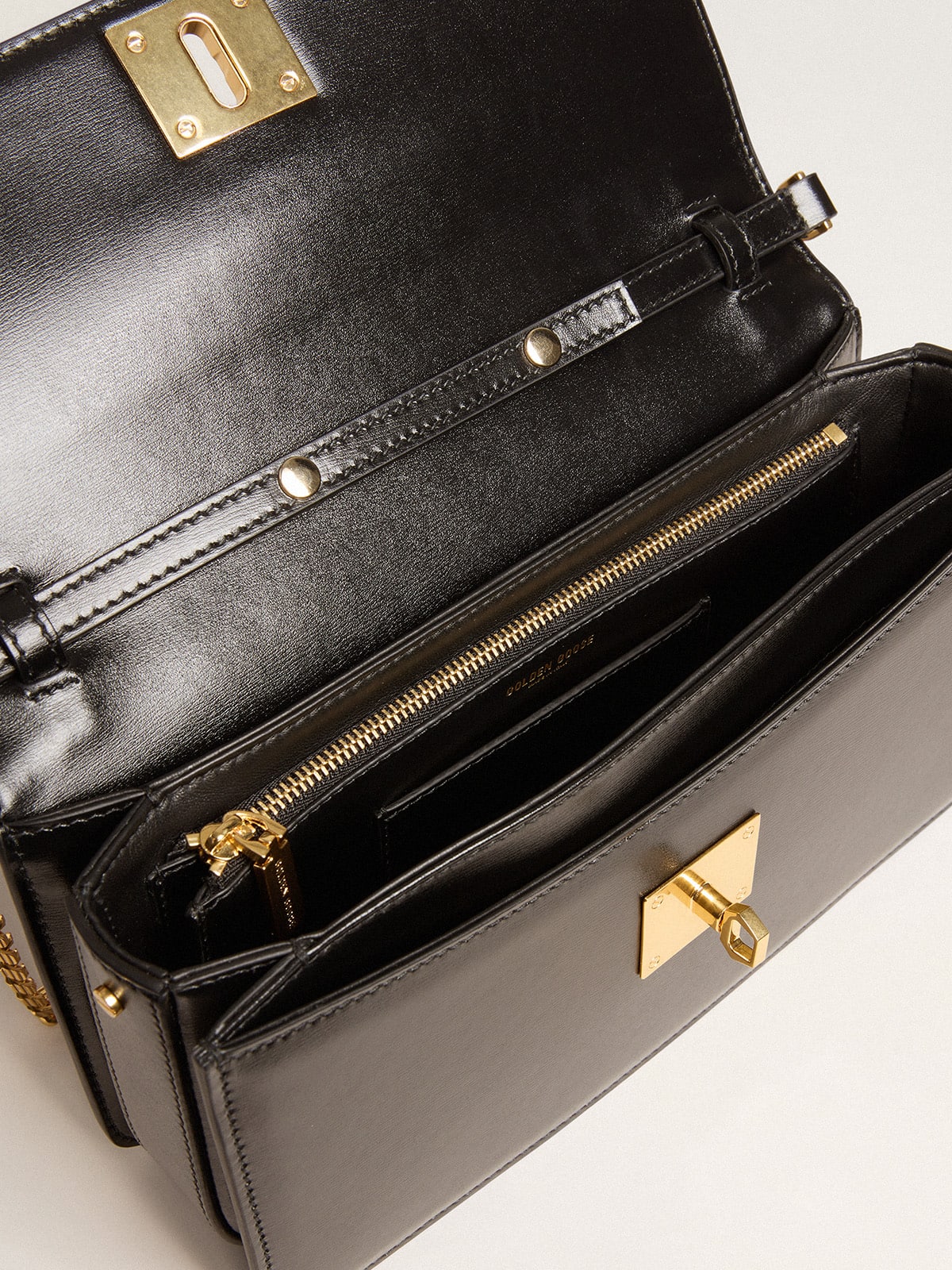 Gioia Bag in black boarded leather with gold details - Golden Goose Women