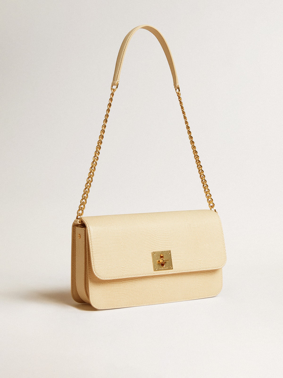 Gioia Bag in vanilla-colored sheepskin leather with gold details - Golden Goose Women