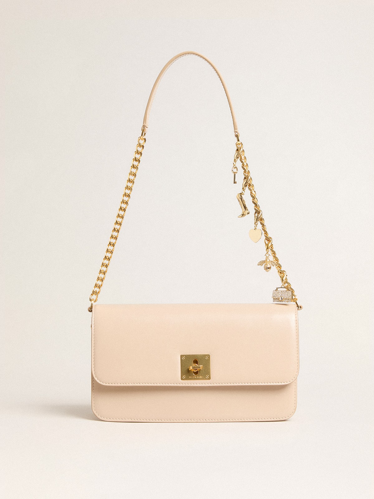 Gioia Bag in pale pink boarded leather with gold details - Golden Goose Women