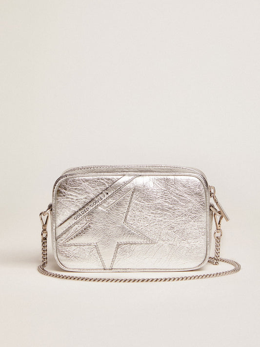 Women's Mini Star Bag in silver laminated leather with tone-on-tone star - Golden Goose Women