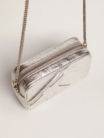 Women's Mini Star Bag in silver laminated leather with tone-on-tone star - Golden Goose Women