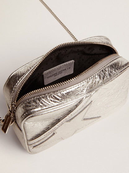 Women's Mini Star Bag in silver laminated leather with tone-on-tone star - Golden Goose Women