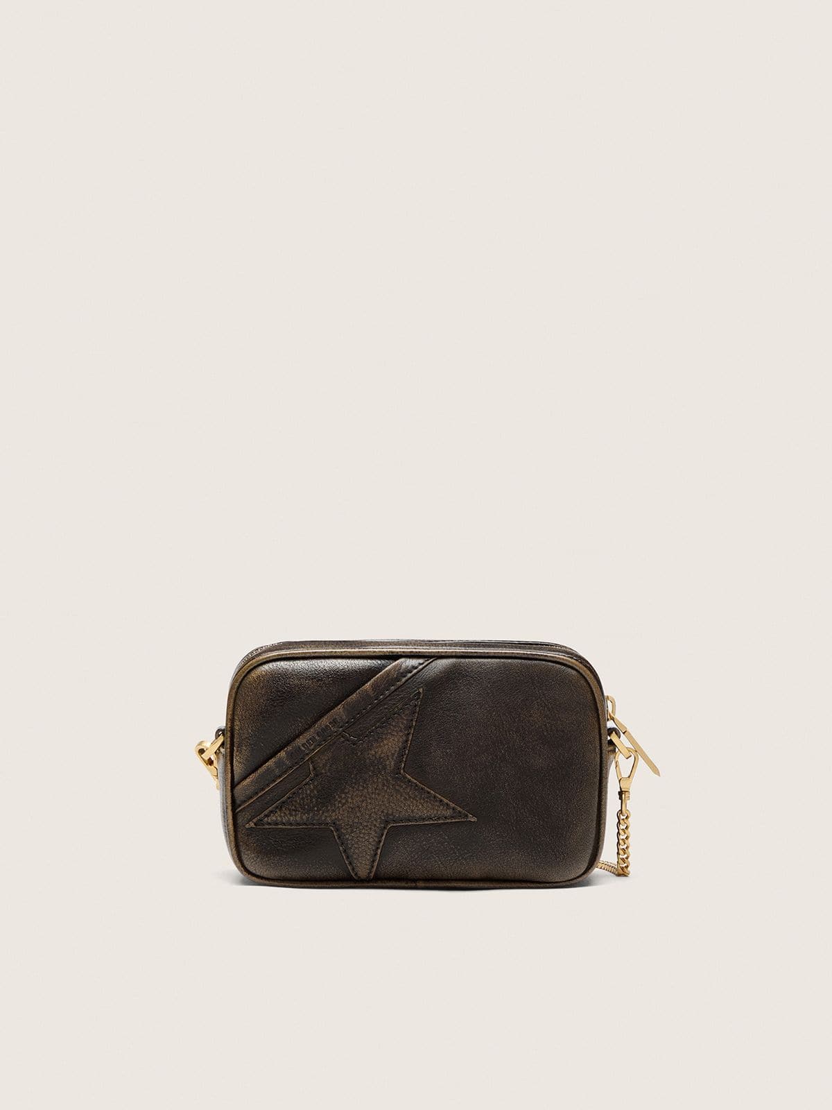Mini Star Bag in distressed dark-brown leather with tone-on-tone star - Golden Goose Women