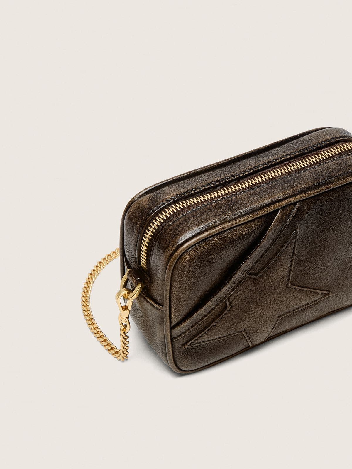 Mini Star Bag in distressed dark-brown leather with tone-on-tone star - Golden Goose Women