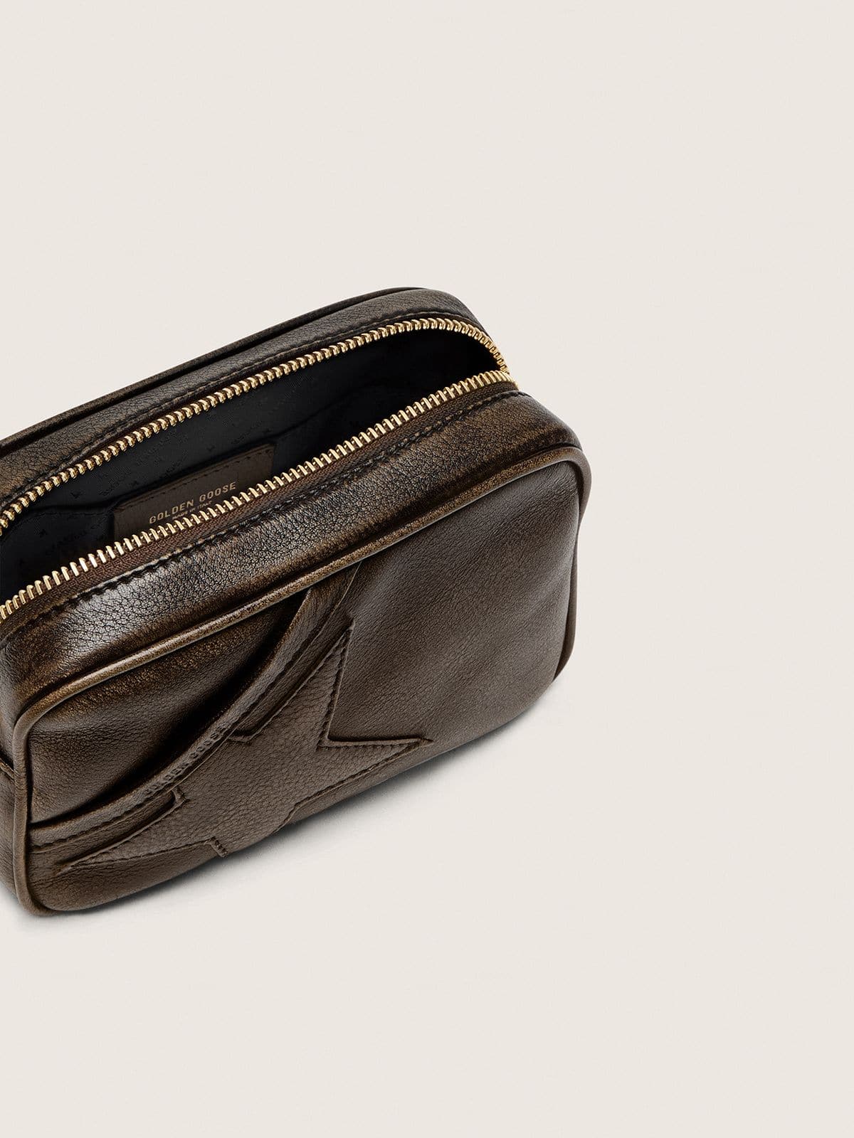 Mini Star Bag in distressed dark-brown leather with tone-on-tone star - Golden Goose Women