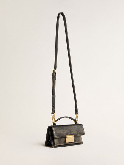 Small Venezia Bag in black distressed leather with gold details - Golden Goose Women