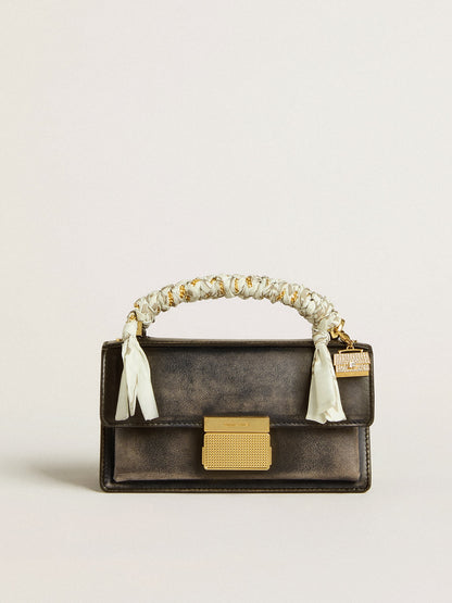 Small Venezia Bag in black distressed leather with gold details - Golden Goose Women