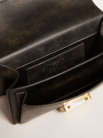 Small Venezia Bag in black distressed leather with gold details - Golden Goose Women