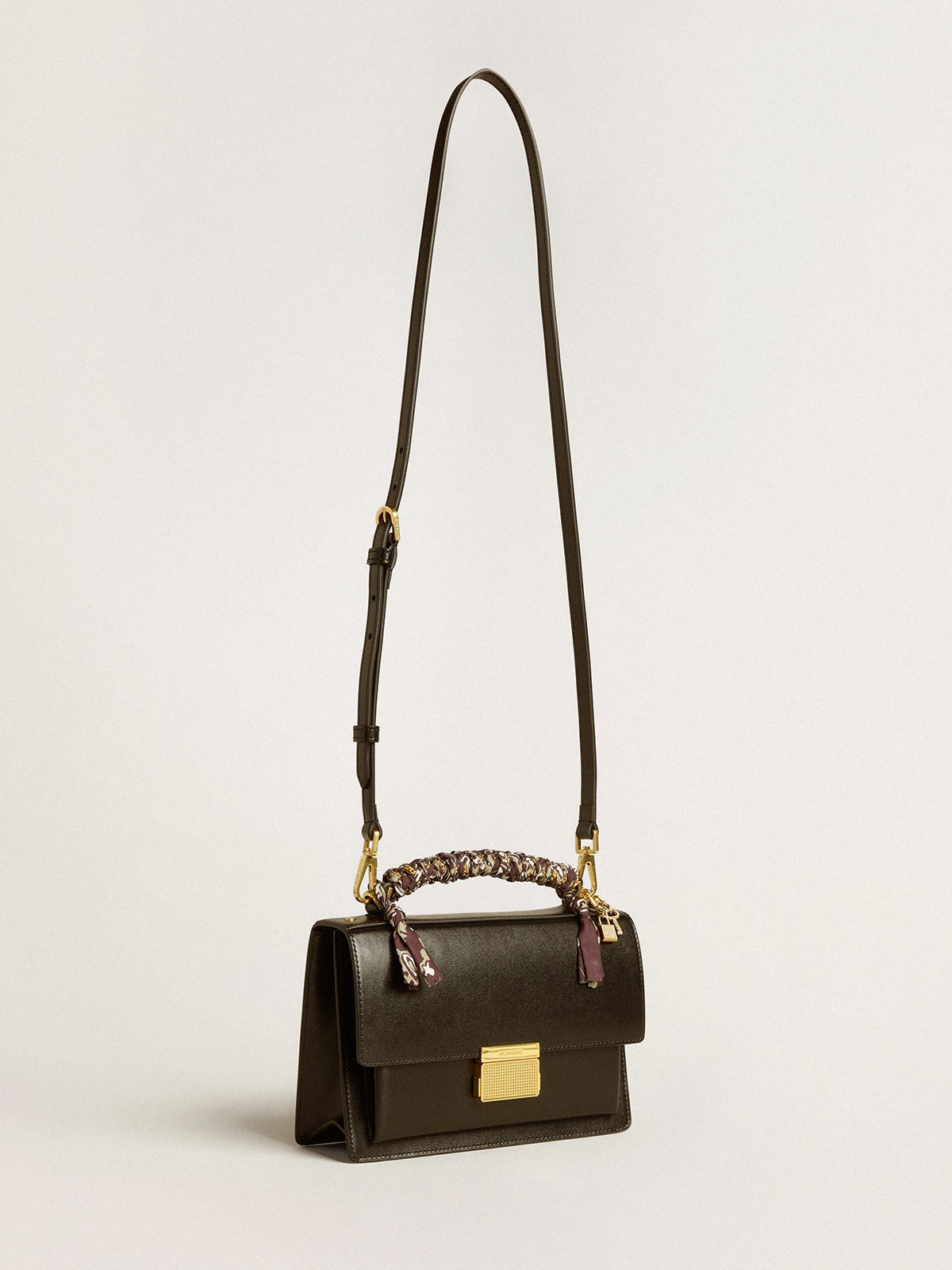 Venezia Bag in black boarded leather with scarf and double charm - Golden Goose Women