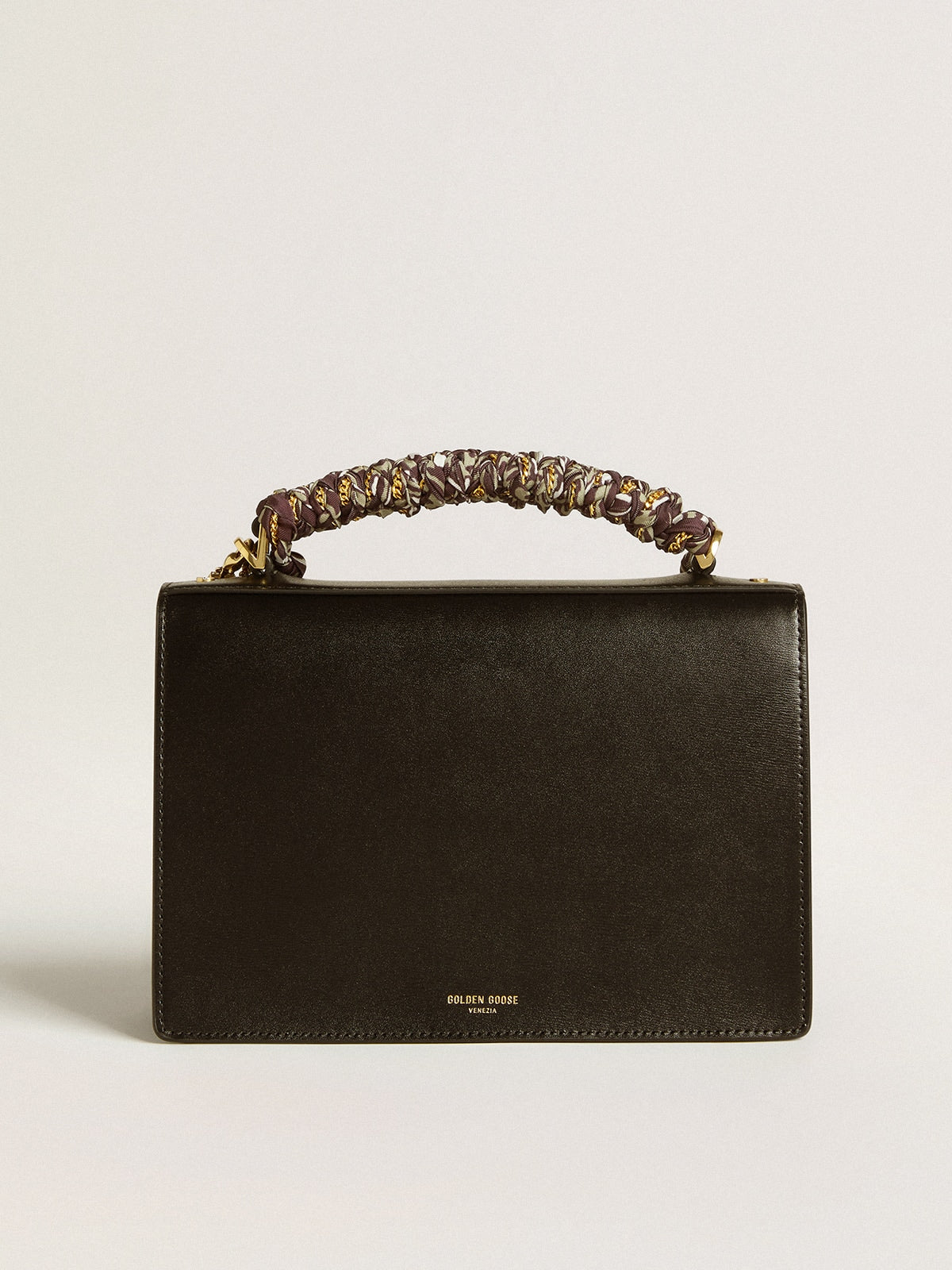 Venezia Bag in black boarded leather with scarf and double charm - Golden Goose Women