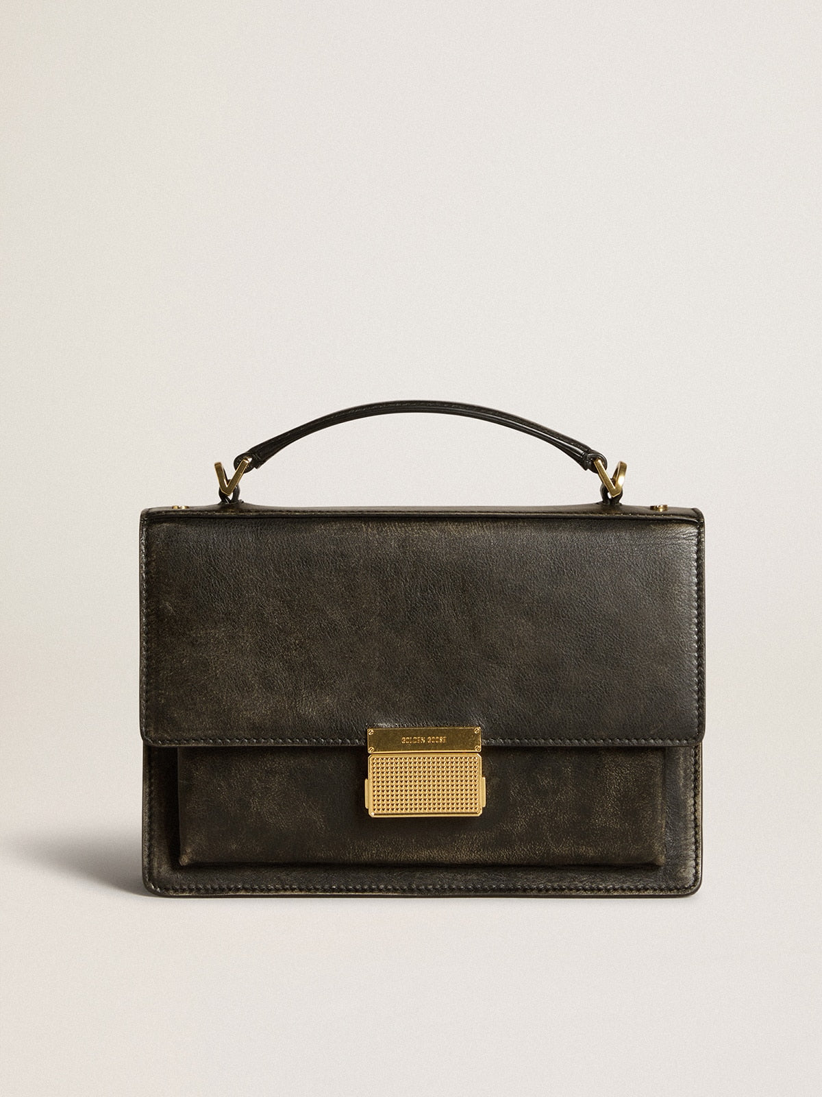 Venezia Bag in black distressed leather with gold details - Golden Goose Women