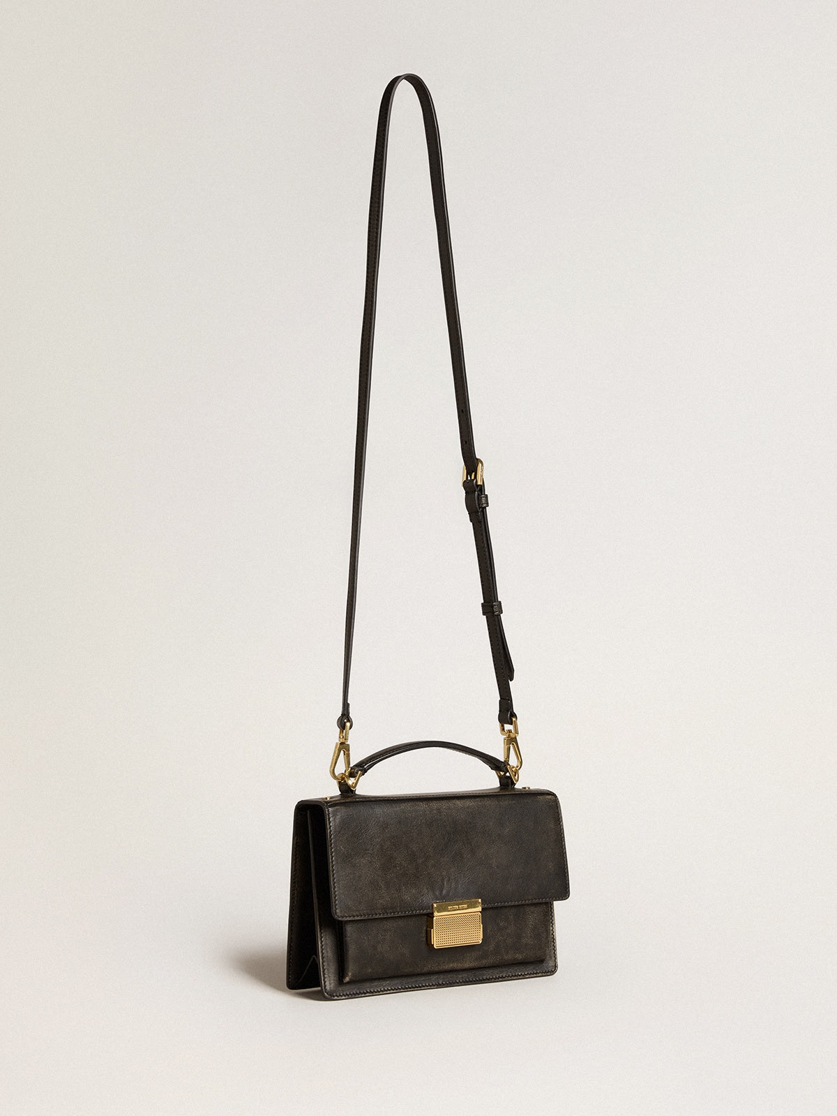 Venezia Bag in black distressed leather with gold details - Golden Goose Women