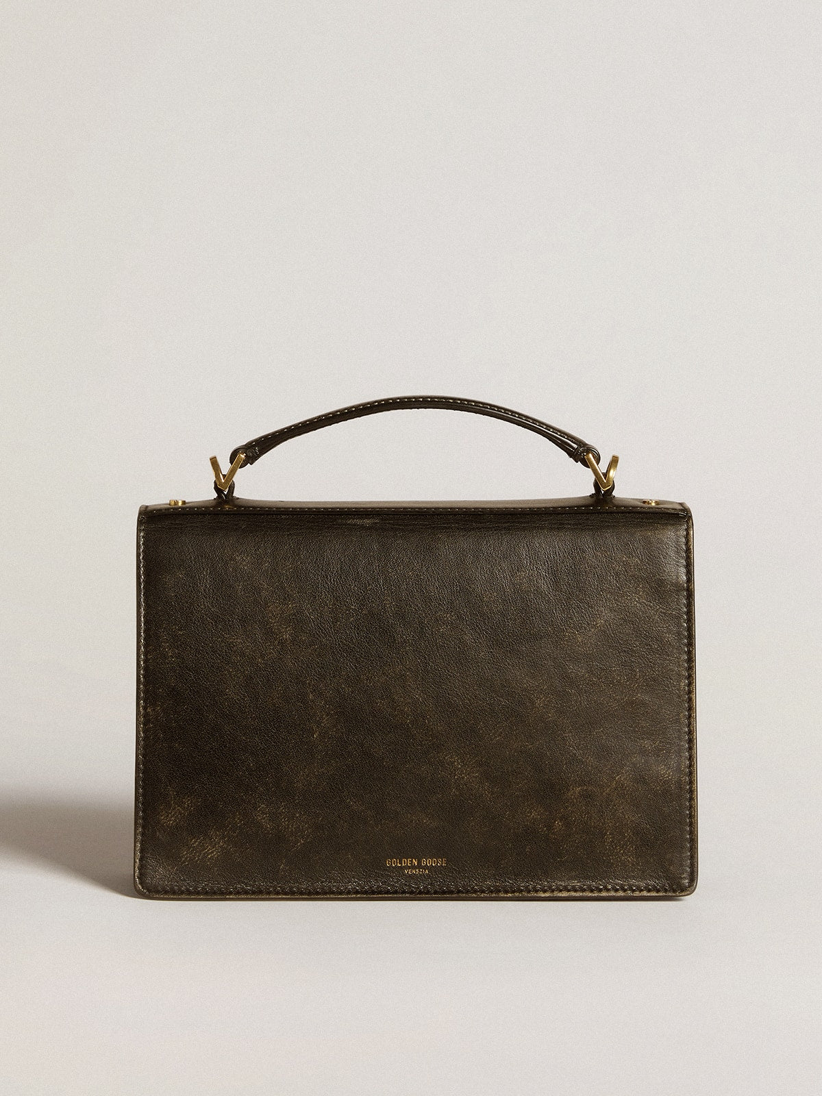 Venezia Bag in black distressed leather with gold details - Golden Goose Women