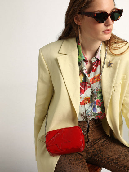 Women's Mini Star Bag in red painted leather with tone-on-tone star - Golden Goose Women